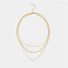Chains 3-layer Snake Chain Necklace For Women Stacking Jewellery 14K Gold Plated Stainless Steel Chunky NecklaceChains Heal22223b
