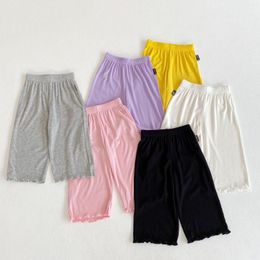 Trousers Kids Pants Summer Teenage Girls Clothing Children Modal Casual Korean Girl Loose Thin Ruffler Home