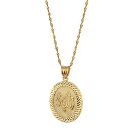 Prophet Muhammad Allah Pendant Necklace For Women Men Gold Colour Middle East Islamic Arab Ahmed Muslim Jewelry311g