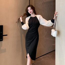 Casual Dresses Anese Streetwearmaxi Es For Women Rsvppap Officials Store Black 2023 Autumn Unique Super Nice Temperament Slimmi Dress