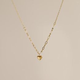 Pendant Necklaces Korea Stainless Steel Heart Necklace Exquisite Polished Minimalist 18k Gold Plated Waterproof Jewellery