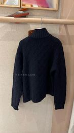 Womens Sweaters Winter loro piana Navy Blue Cashmere Woven Turtleneck Long Sleeve Knitwears