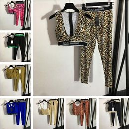 Fashion Womens Tracksuits Vest Pant Yoga Sets Letter Print Women Two Piece Set Sexy Ladies Fitness Clothing Sportswear Suit2924