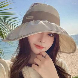 Wide Brim Hats Spring Summer Women Sun Hat Waterproof Black Glue Protection Empty Top Cap 12cm Bucket Magic Tape Adjustable