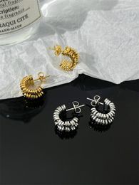 Hoop Earrings Spring Cutout C-shaped Semi-circle Elegant Metal Gold Plated Jewelry Fashion Accessories