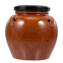 Storage Bottles Kimchi Altar Container Food Ceramic Pot Home Jar Practical Tank Sealed Can Ceramics Lid Household
