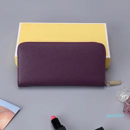 Designer Whole 6 Colours fashion women wallet single zipper wallets female Genuine leather purse With Box card