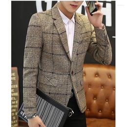 Men's Suits Men Suit Blazers Jackets Spring Autumn Plaid Casual Coats Business Formal Wear Slim Fit Size