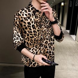 Quality Sexy Leopard Print Shirt Men Half Sleeve Summer All Match Loose Mens Casual Shirts Turn Down Collar Comfortable Shirts3324