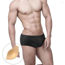 Men's Swimwear Men Brand Black Swimming Trunks Sexy Low-waisted Mens Man Swim Brief U-convex Add Pad Tight Swimmisute