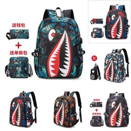 Oxford Cloth Shark Boys' Backpack for Primary and Secondary School Students, Grade 4, 5, and 6, Personalized Versatile Backpack 231008