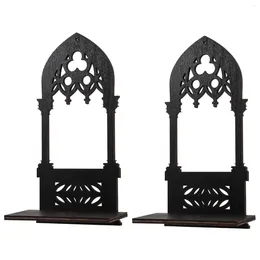 Candle Holders Wall Hanging Decoration Stands Pillar Candles Table Centerpiece Black Desktop Large Wood Candlestick Retro