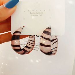 Fashion Exaggerated Zebra Pattern Acrylic Hoop Earrings For Women Personality Hypoallergenic Ear Ring Party Jewellery New Trend