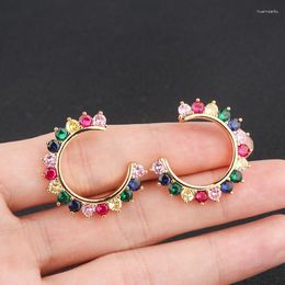 Stud Earrings 2023 Classic Colourful Colour Hook Korean Fashion Copper Inlay Zircon Jewellery For Women Girls Wedding Party Gift