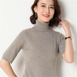 Women's Sweaters Latest Style Spring Summer Women Female Turtleneck Knitted Half Sleeve Pullover Sweater Soft Wild Solid Comfortable Casual