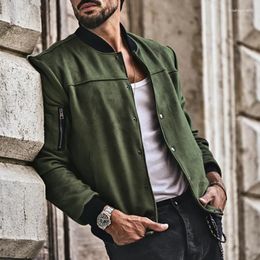 Men's Jackets Autumn Winter Solid Coats Loungewear Long Rib Sleeve Fashion 2023 Pocket Stand Collar Male Outerwear Drop