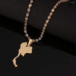 Pendant Necklaces Stainless Steel The Kingdom Of Thailand Map Chain Jewelry