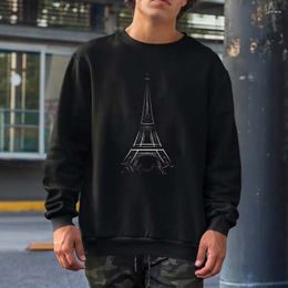 Men's Hoodies Eiffel Tower Graphic Sweatshirts Men Women Streetwear Crewneck Hooded Tops Hip Hop Cotton