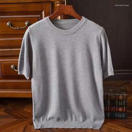 Men's T Shirts Cashmere T-shirt Knitted Short-sleeved Base Sweater O-neck Large Size Half-sleeved Pure Wool Blouse Spring Summer Tops Tee