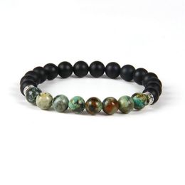 New Designs Summer Bracelet Whole 10pcs lot 8mm Matte Agate Stone with African Turquoise Beads Bracelets179k