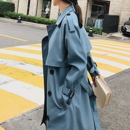 Women's Trench Coats Nice Spring Autumn Coat Women Loose Long Sleeve Casual Windbreaker Female Overcoat Ladies Double Breasted Outerwear