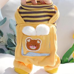 Dog Apparel Small Jumpsuit Winter Autumn Cute Cartoon Clothes Pet Fashion Desinger Sweater Cat Warm Pullover Puppy Pyjamas Yorkie Poodle