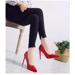 Dress Shoes 2023 Patent Leather Stiletto Women's Office Women Pointed Sexy Large Size Bride Wedding Shoe Elegant Woman Heels