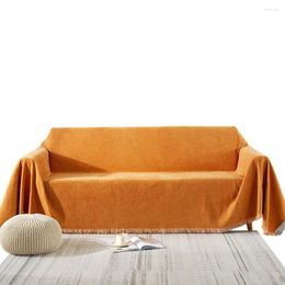 Chair Covers Chenille Sofa Thickened Breathable Non-slip Solid Colour Couch Cover Blanket With Boho Fringe