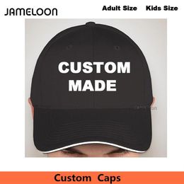 Custom Snapback Caps Personalise Adult or Kids Size Black hats with your own Logo Text Design embroidered cap2253