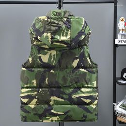 Men's Vests Plus Size S-5XL Camouflage Hooded Couple Vest Autumn Winter Thick Warm Windbreaker Men Sleeveless Jacket Padded Waistcoat