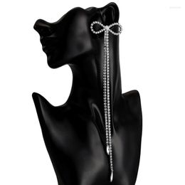 Dangle Earrings 2023 Trend For Women Exaggerated Rhinestones Bowknot Claw Chain Long Tassel Bohemia Jewelry Gift Female Luxury