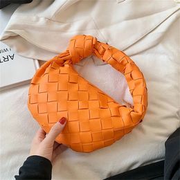 PU Leather Woven Designers Women Clutch Mini Tote Knotted Handle Sling Handbag Weave Knit Hobo Bag Lady Evening Totes12