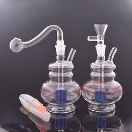 Mini Portable Hand Smoking Water Pipe10mm Joint Glass Oil Burner Bong Matrix PercThick Pyrex Recycler Dab Rig Ashcatcher Bongs with Male Oil Burner Pipe