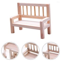 Garden Decorations Back Stool Model Wooden Bench Ornament Exquisite Decor Mini Chair Statue Dollhouse Miniature Adornment