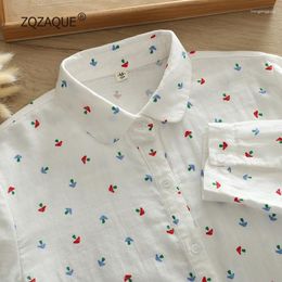 Women's Blouses Small Mushroom Long Sleeve Loose Shirts For Women All-match Bottom Oversized Basic Tops Female Girl Clothing S005