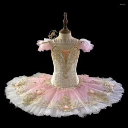 Stage Wear High-end TUTU Professional Custom Adult Children Competition Performance Pink Pongpong Dance Dress Costume