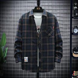 Men's Casual Shirts 2021 Autumn Fashion Double Plaid Printed Long Sleeve Shirt Classic Quality Business Professional Workwear285p