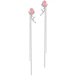 Pendant Necklaces 1 Pair Rose Earrings Flower Decorative Clip On Dangling