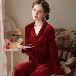 Women's Sleepwear Pajamas Set Bride Nightwear Long Sleeved Autumn Winter Loose Fitting Sweet Velvet Home Wear Sexy Lapel Velour