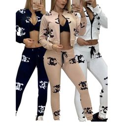 Women's Tracksuit 2023 Autumn/Winter New Sports Print Fashion Casual Long Sleeve Pants Design Women's Two Piece Set