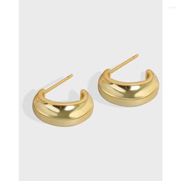 Hoop Earrings A Korean Version Of S925 Sterling Silver Simple And Irregular Concave Convex Gold Plated Female Versatile