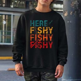 Men's Hoodies Here Fishy Graphic Sweatshirts Men Women Streetwear Crewneck Hooded Tops Autumn Cotton