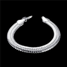 Wedding gift 10M flat snake bracelet - me 925 silver bracelet JSPB231 Beast gift men and women sterling silver plated Chain link 303L