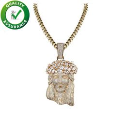 Jesus Piece Pendant Hip Hop Jewelry Mens Gold Chain Pendants Luxury Designer Necklace Statement Rapper Jewellery Diamond Hiphop Cu267G