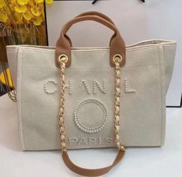 Designer Classic Evening Bags Luxury Handbag Fashion Pearl Brand Label Backpack Womens Beach Handbags Purse Women Canvas Hand Bag Ladies CH00230108