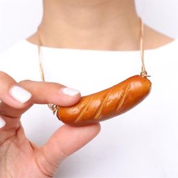 Emulation Sausage Pendant Necklace Funny Accessories New Fashion Jewelry291F