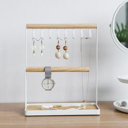 Jewellery Pouches Wooden Stand Desk Holder Hanging Necklace Bracelet Ring Watch Storage Organiser Ear Studs Pendant Rack Display