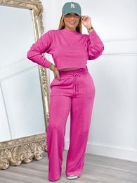 Women's Two Piece Pants Sporty Fitness Casual Tracksuit Women Set Long Sleeve Top And Drawstring Sweatpants Matching Sets Joggings Femme