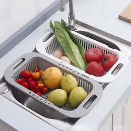 Kitchen Storage Retractable Rack Sink Organizer Dish Drainer Tableware Drying Fruit Vegetable Washing Basket Tool