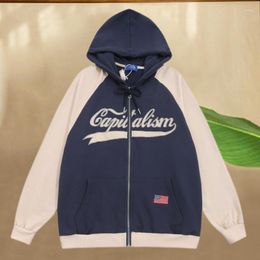 Men's Hoodies 2023 Hooded Jacket Trend Brand Fashion Letter Vintage Bomber Slim Casual Zipper Coat 3 Colours